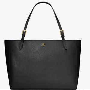 Tory Burch York Buckle Tote Large — Black w/ Gold Hardware